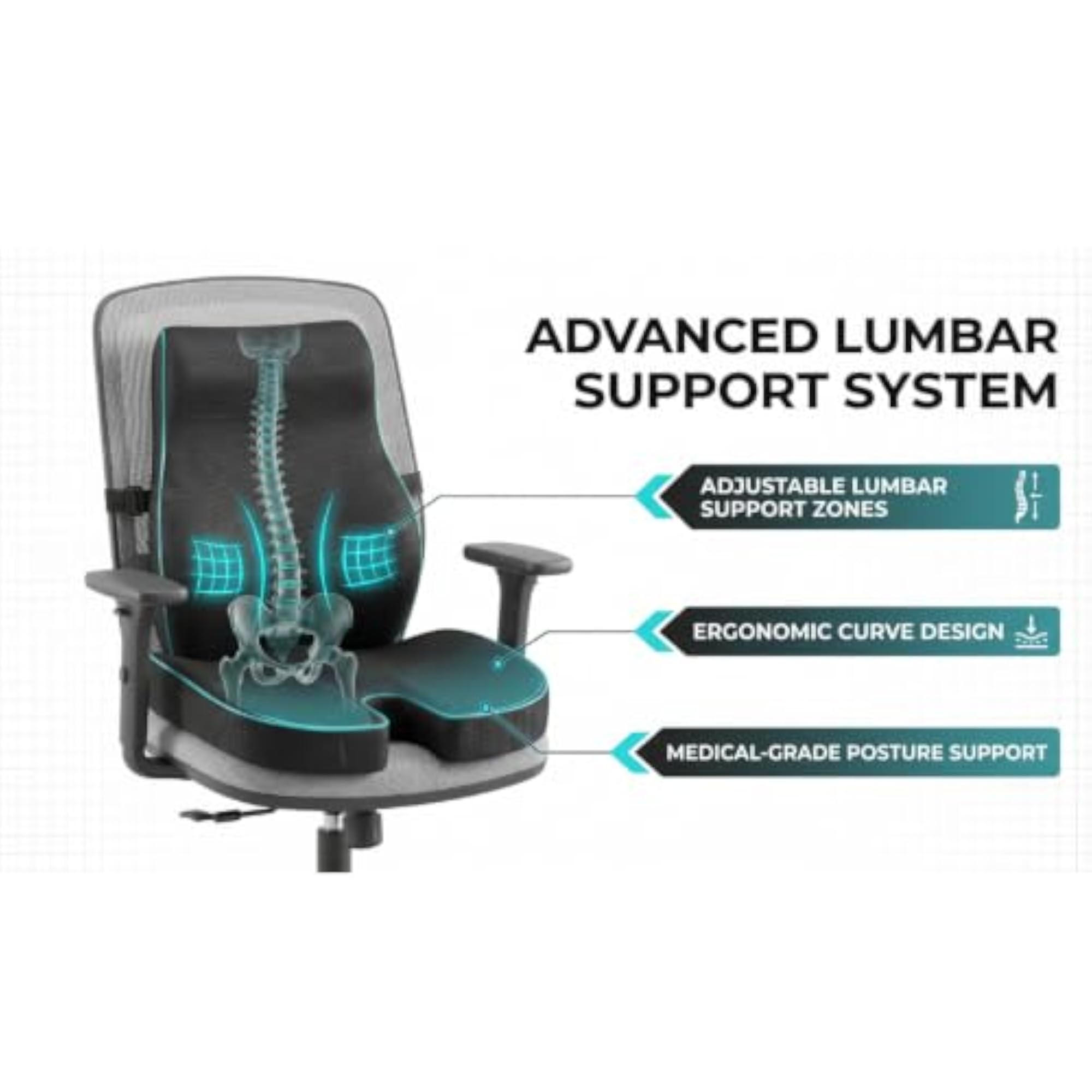 Orthopedic Memory Foam Seat Cushion & Lumbar Support Combo